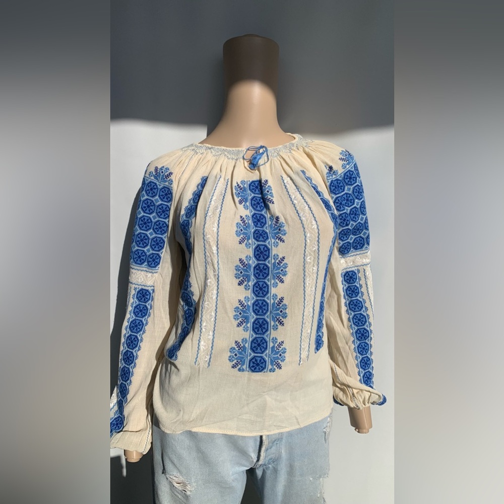 Antique Hungarian Heavily Embroidered Blouse - image 2